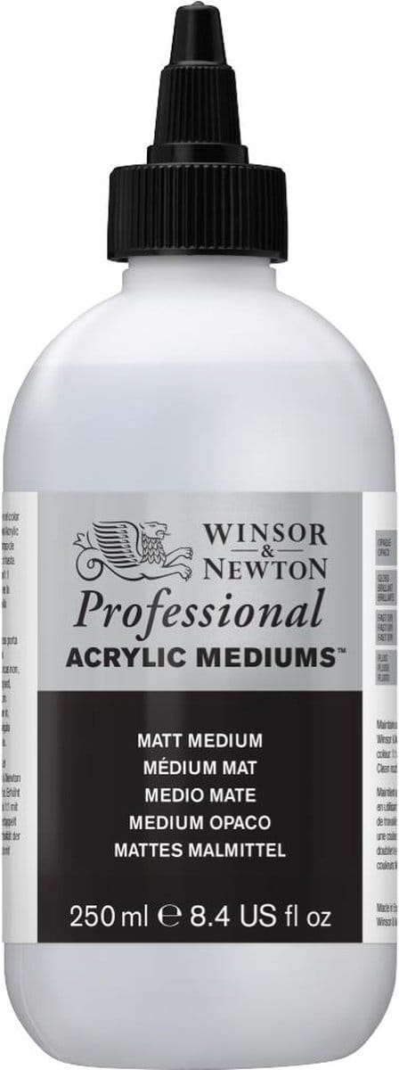 Winsor & Newton 3040936 Professional Acrylic Matt Medium 250 ml – acrylmedium voor matte afwerking & verbeterde vloei