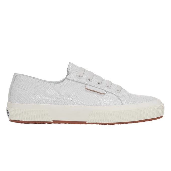 Superga Dames/Dames 2750 Slangenprint Grain Leather Trainers (Optisch Wit)