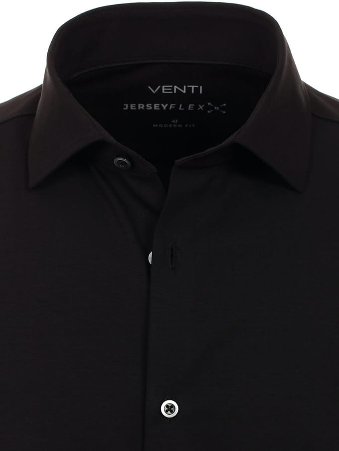 Venti Jerseyflex Overhemd Zwart Modern Fit 123963800-800 - S