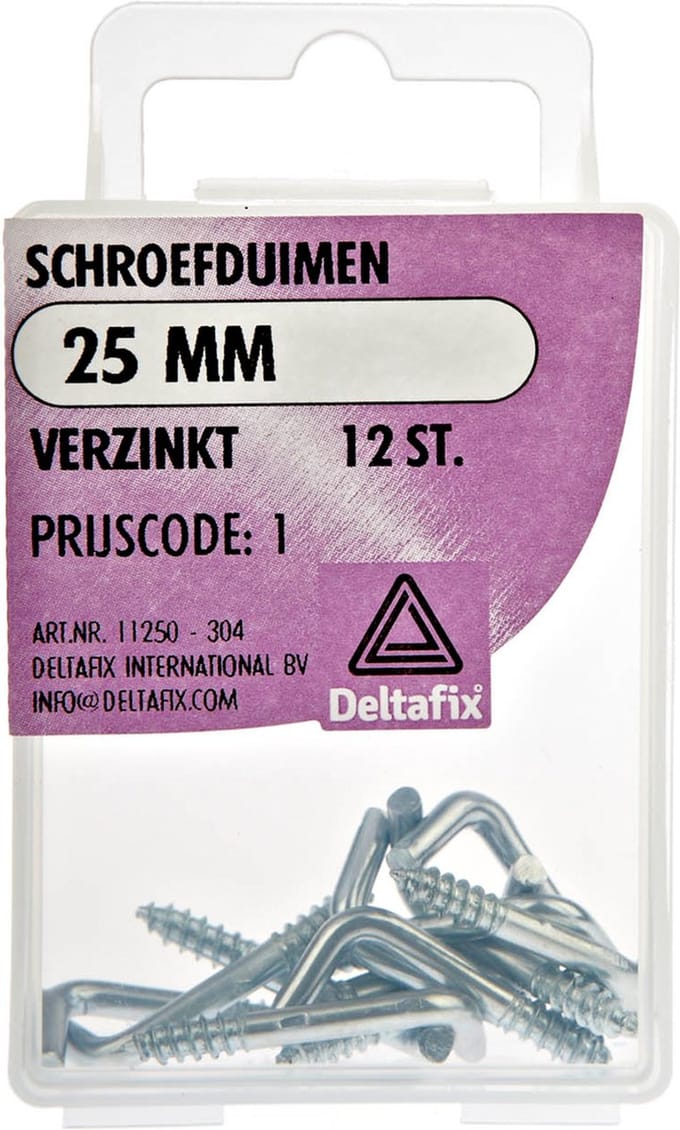Deltafix Schroefduimen - 12x - verzinkt metaal - 25 mm - ijzerwaren bevestigsmaterialen