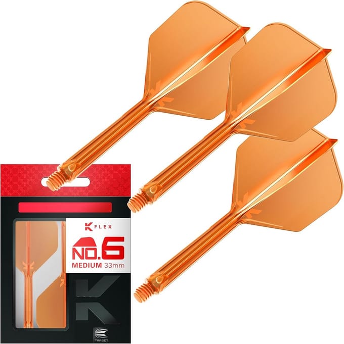 Geïntegreerde Dart Flight en Shaft - K-Flex Systeem - Darts Accessoires - Oranje - Medium - Pack van 3