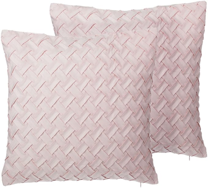 TITHONIA - Sierkussen set van 3 - Pastelroze - 45 x 45 cm - Polyester