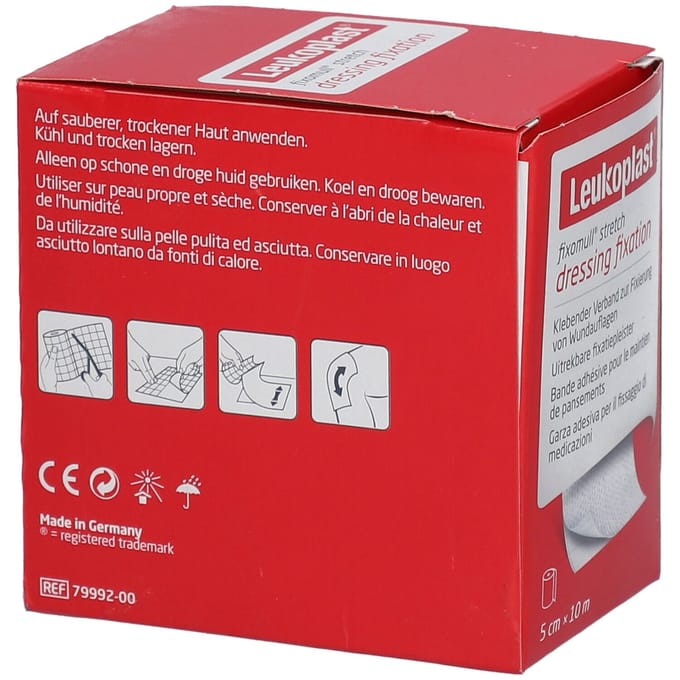 Leukoplast Fixomull Stretch fixatiepleister 5 cm x 10 m. 1 rol