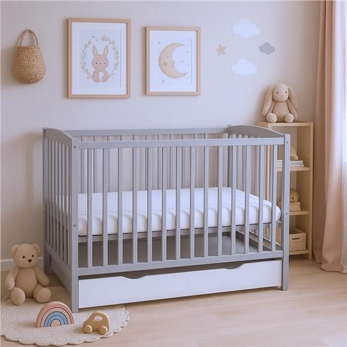 New Baby LILLY grenenhout ledikant 120x60 cm grijs - Babybed