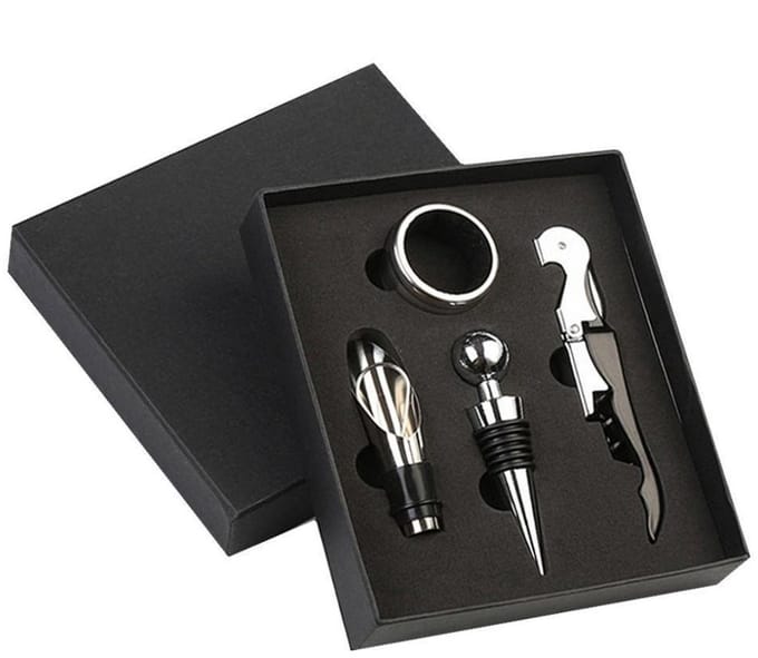 Wijnaccessoire Set – 4-delig – in geschenkdoos