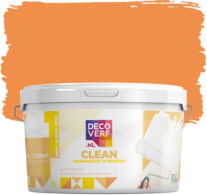 Decoverf clean muurverf oranje, 2.5L