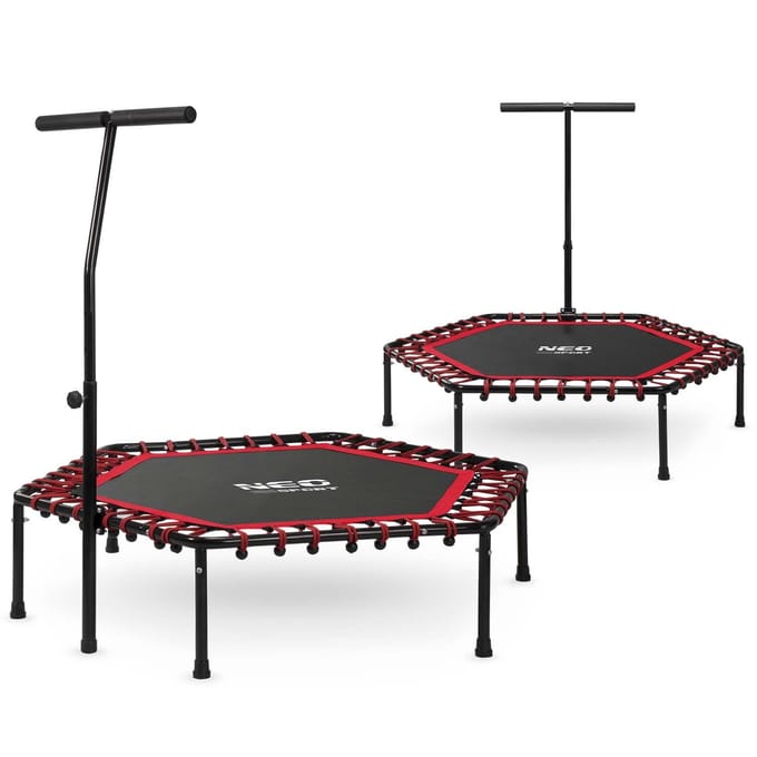 Neo-Sport fitnesstrampoline met handvat 127 cm - zeshoekig rood