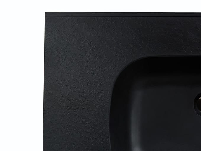 Vente-unique Inbouwwastafel in hars met steenlook - Zwart - L80 x B46 cm - OKIWA