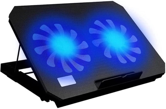 Laptop Koeler - Notebook Ventilator - Warmte Afvoeren - Verstelbare Hoogte - 34.5 cm Breed - Zwart