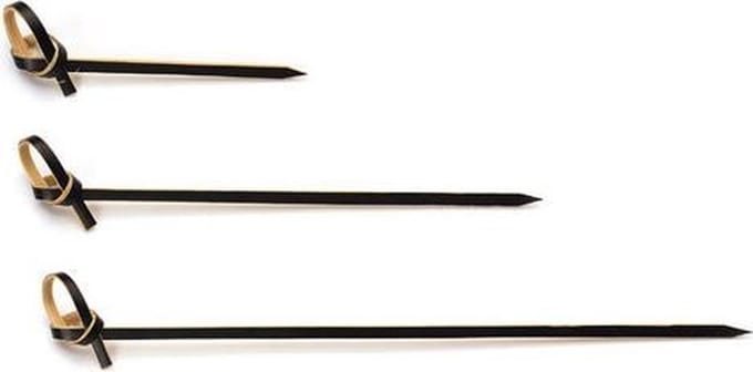 200 st. 200st. Bamboe Cocktailprikkers Knoop Zwart model -  150mm