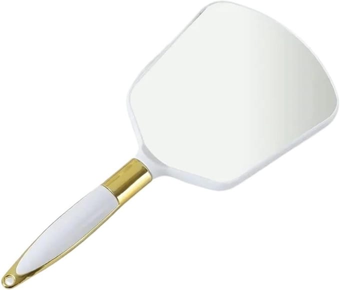 Handspiegel Met Handvat - Make-up spiegel - Schoonheidsroutines - Compact en lichtgewicht - 11 x 23.5 cm - Wit