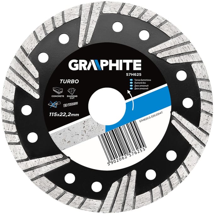 Graphite Serie - Diamentrkettingblad - Turbo - 115 mm - Voor Beton en Steen