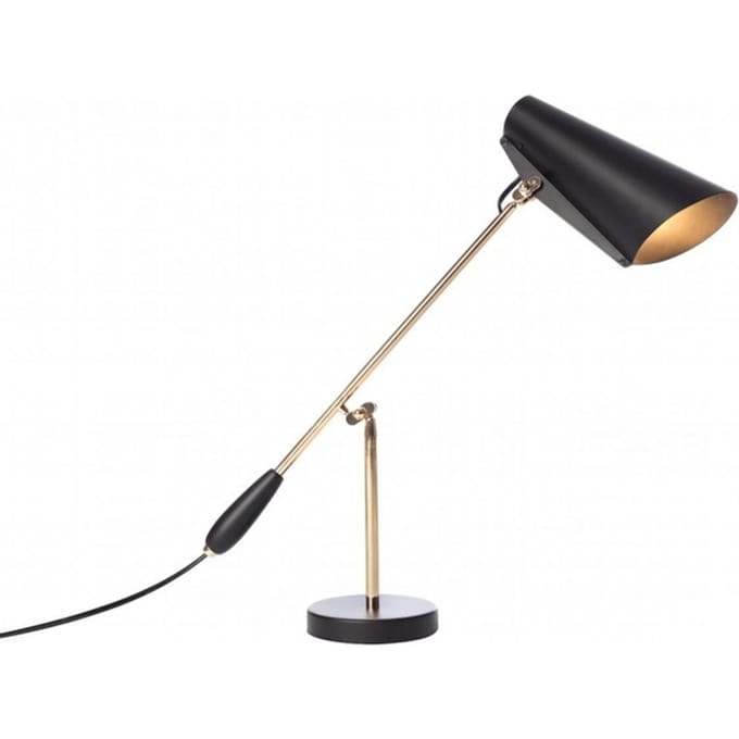 Northern Retro tafellamp Birdy in zwart/messing
