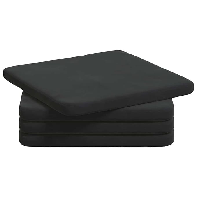 vidaXL - Zitkussens - 4 - st - Fluweel - Zwart - 40 - x - 40 - x - 3 - cm