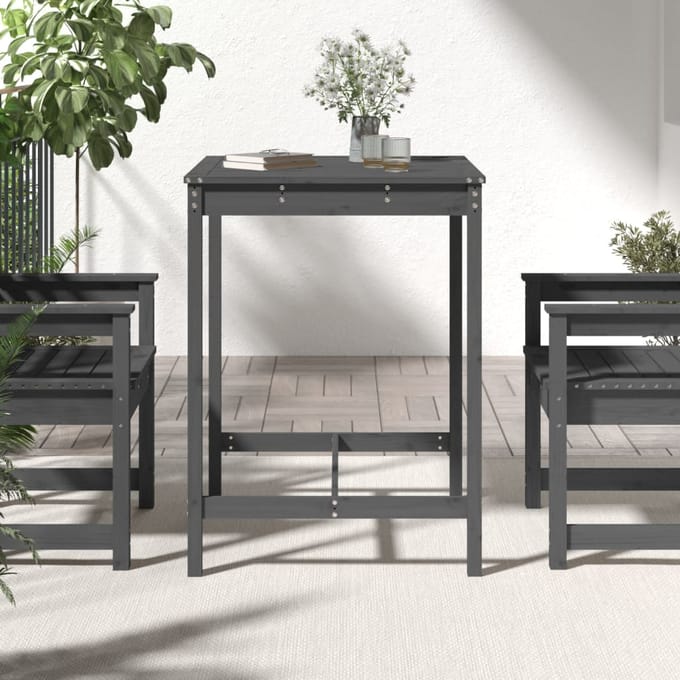 vidaXL - Tuintafel - 82,5x82,5x110 - cm - massief - grenenhout - grijs
