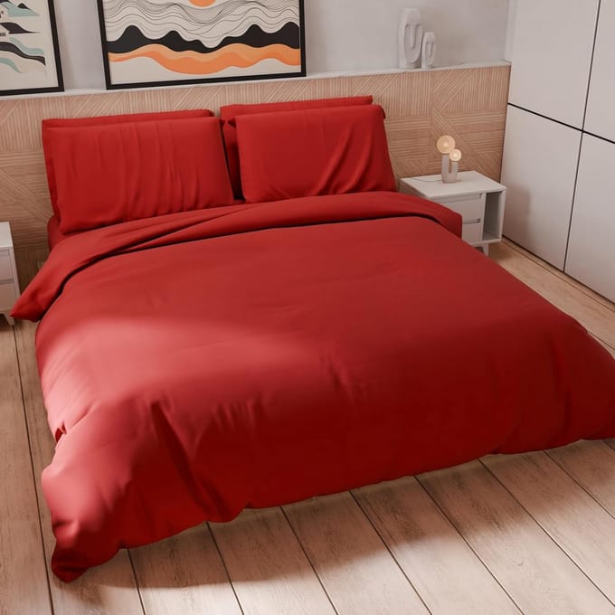 Dekbedovertrek Set - Beddengoed Set Kussenslopen - Slaapcomfort Verhogend - Hypoallergene Microvezel - 200x200 cm - Rood