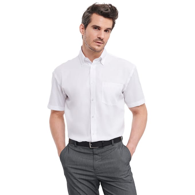 Russell Collection Heren Ultimate Classic Overhemd met korte mouwen (Wit)