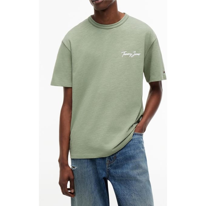 Tommy Hilfiger Relaxed Novelty Ss Tee Spring Olive Größe: S | Basic T-Shirts Outlet | Herren | Grün