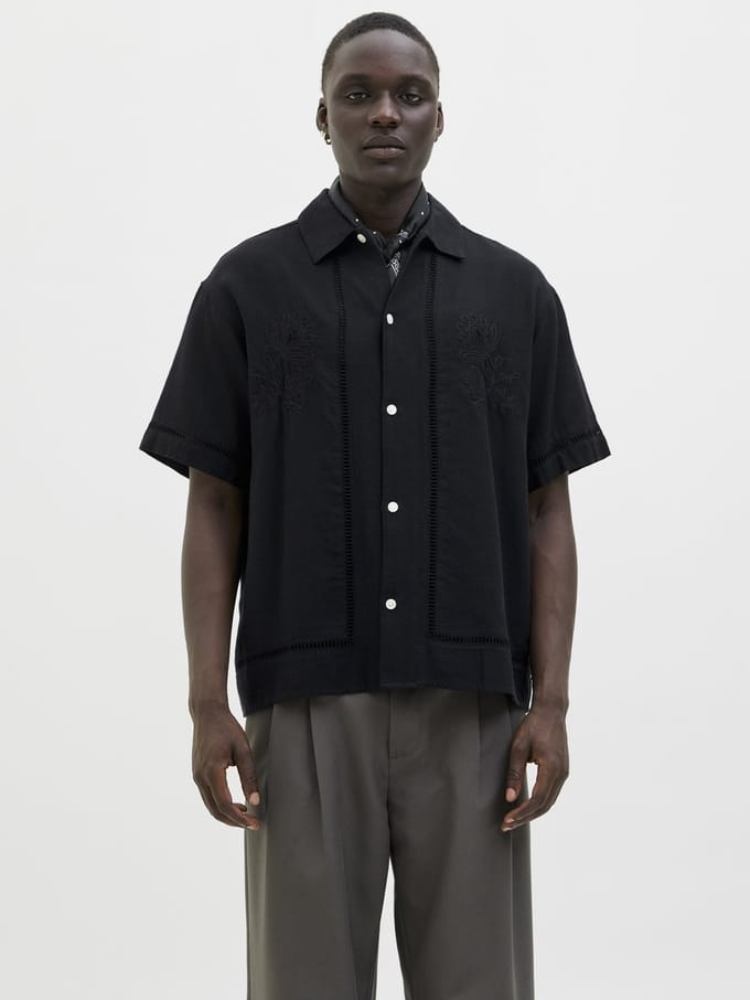 JACK&JONES - JORGREENWICH EMB SHIRT SS - Heren - Overhemden