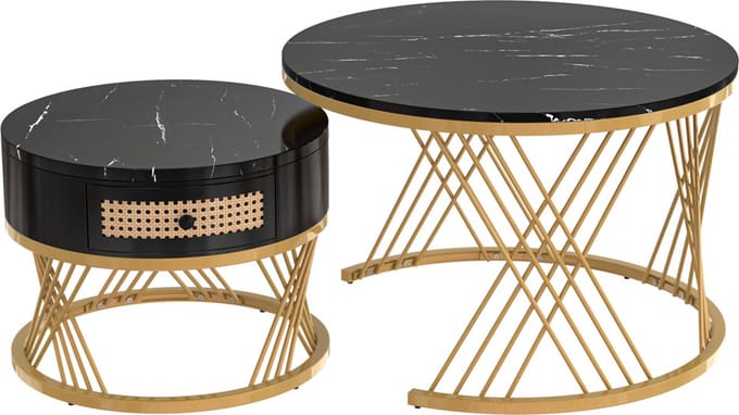 Salontafel bijzettafel sofatafel woonkamer tafel 2 in 1 ronde eetkamertafel MDF