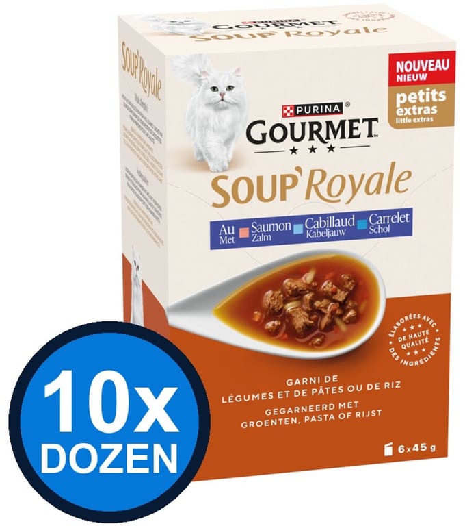10x Gourmet - Soup Royale Zalm - Kattensoep - 6x45g