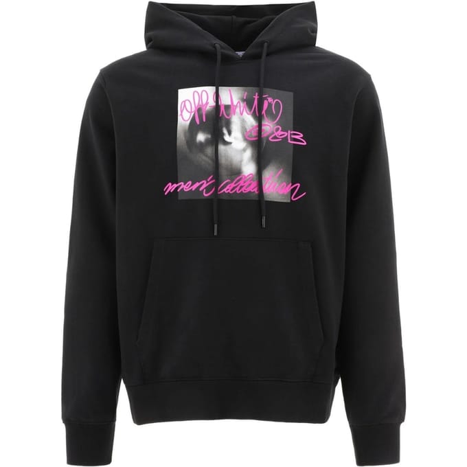 Gebroken witte tornado-type slim-fit zwarte hoodie