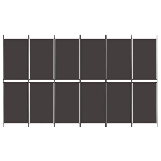 vidaXL - Kamerscherm - met - 6 - panelen - 300x180 - cm - stof - bruin