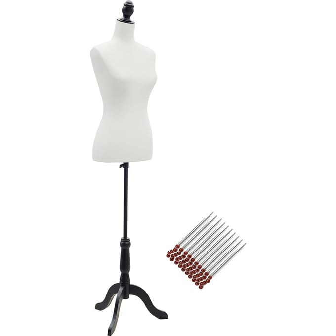 Homcom naaimannequin verstelbaar tot 130-168 cm met wit houten statief