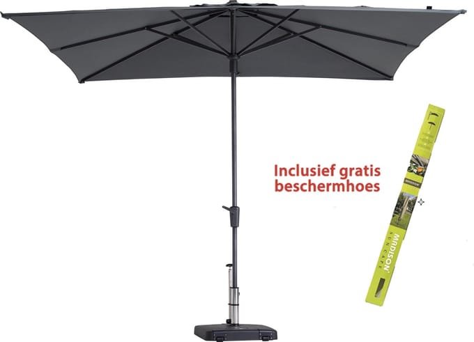 Parasol Madison Vierkant Syros Grijs Incl Beschermhoes