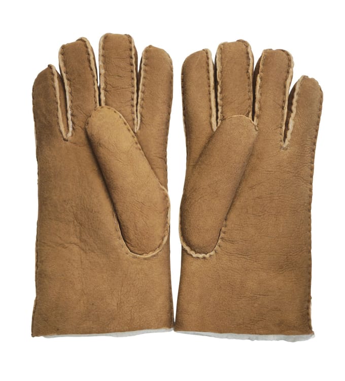 Heren Tan Luxe Schapenvacht Suède Leren Handschoenen