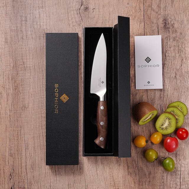SOPHIOR Klein Koksmes 14 cm - Duits Staal en Walnoothout - In Geschenkdoos