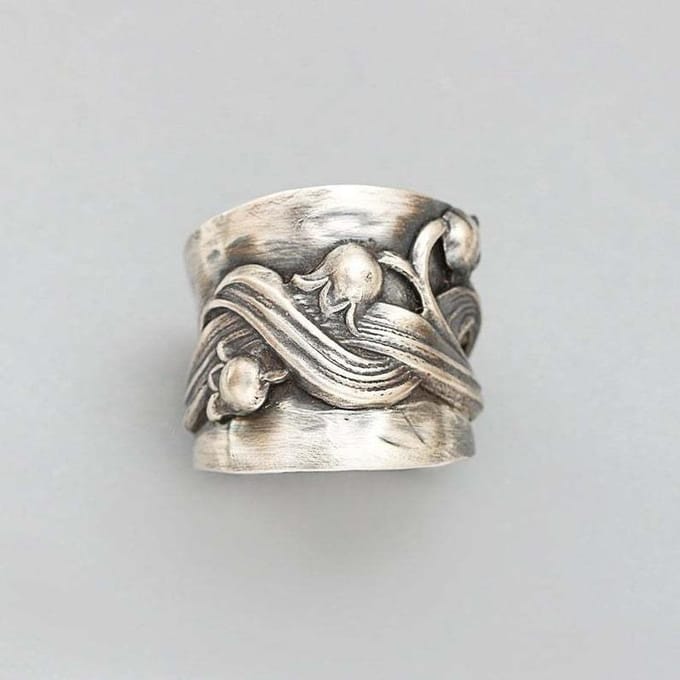 Bague fleur de lys foncé à la mode, bague de mariage pour femmes, taille 6 à 10 6 gray