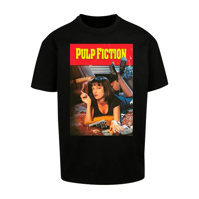 Merchcode Pulp Fiction - Poster Oversize Heren Tshirt - L - Zwart