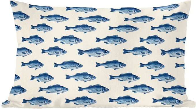 Sierkussens - Kussentjes Woonkamer - 60x40 cm - Vis - Patroon - Blauw