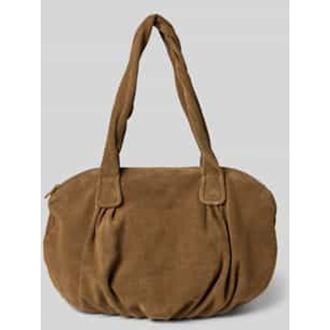 shopper met reliëflogo in suèdelook model 'Lucy'