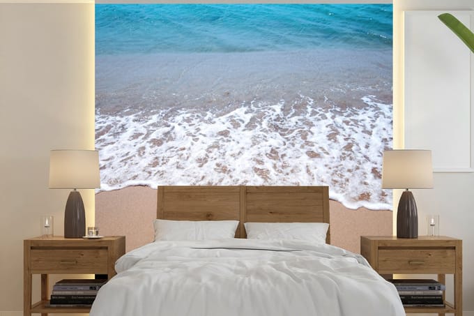 Behang - Fotobehang Water - Golf - Strand - Breedte 220 cm x hoogte 220 cm