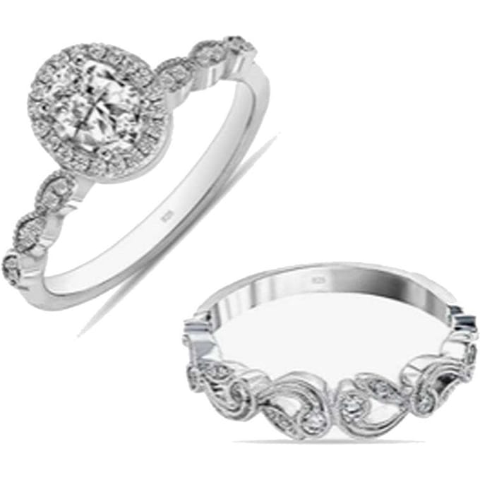 Dames Duo Brilliant Ring Set in 925 Sterling Zilver BIAN024