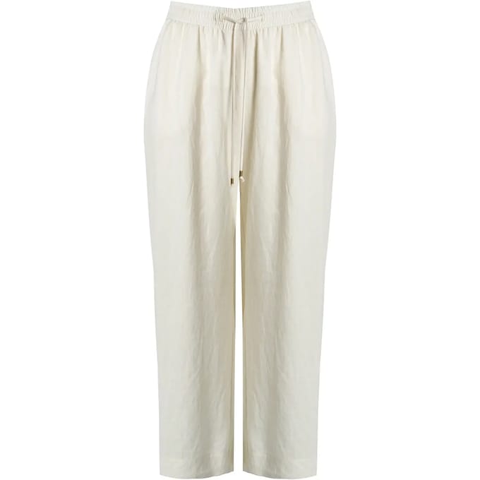 Linnenmix wijde broek met koordtaille dames Mat Fashion