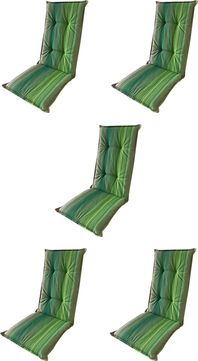 Madison - Tuinkussen - Hoge Rug - 5st - Lines Green - 120x46cm - Groen