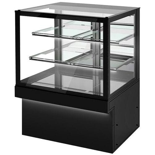 GGM Gastro Kühl- & Kuchenvitrine TORONTO - 1300mm - schwarze Front - mit 3 Ablagen