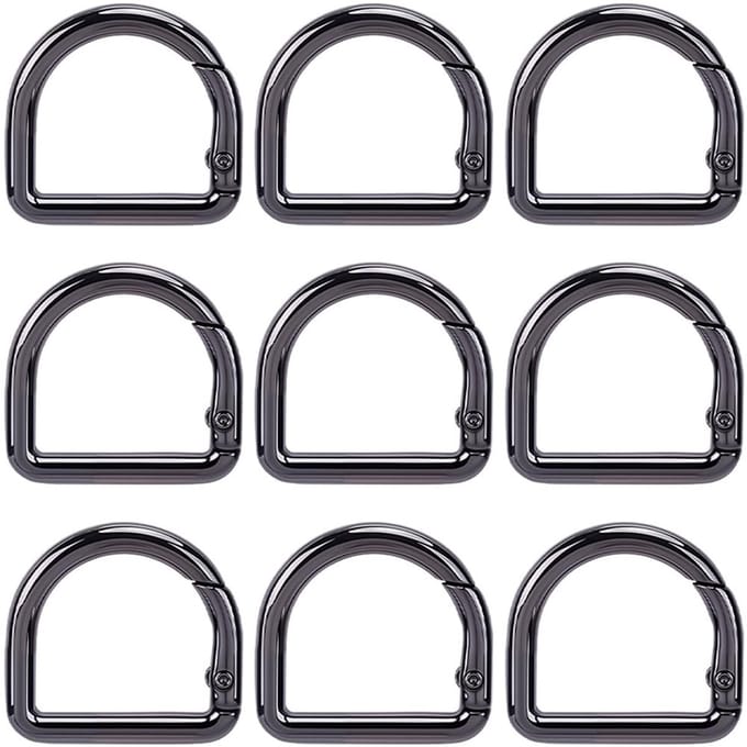 Dailygoods - Set van 12 D-ring Karabijnhaken voor Sleutelhangers en Tassen