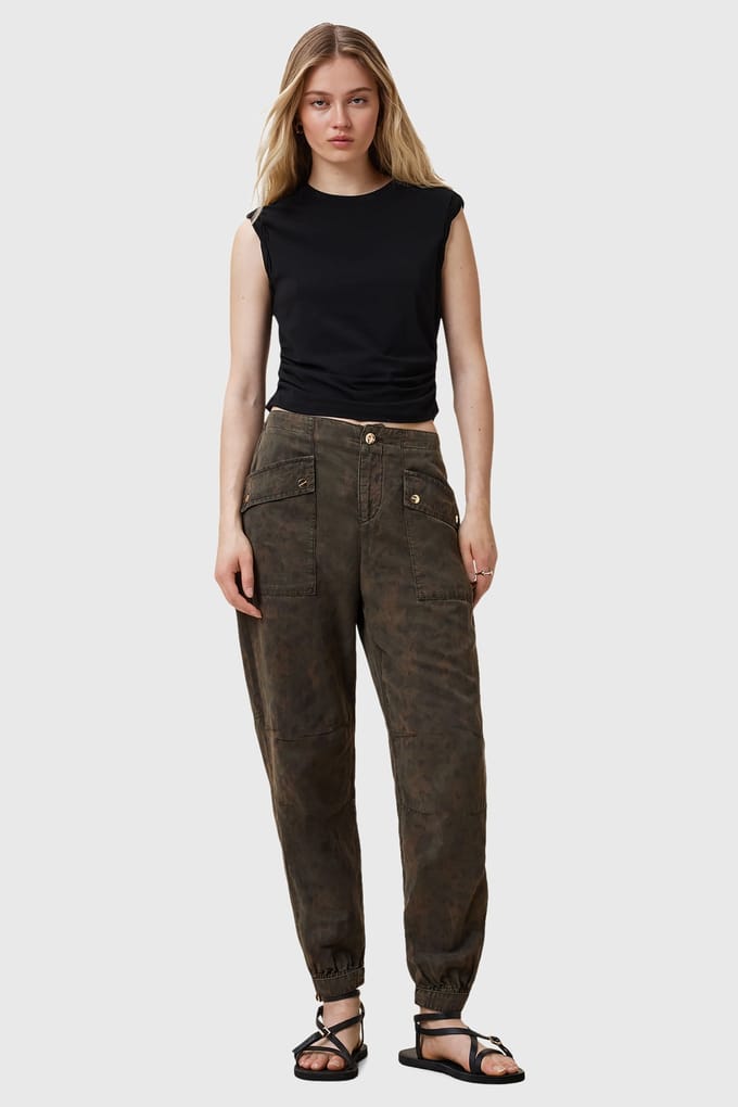 AllSaints Val Trouser Styx Leo Green Maat: 2 | Cargobroeken Outlet | Dames | Groen