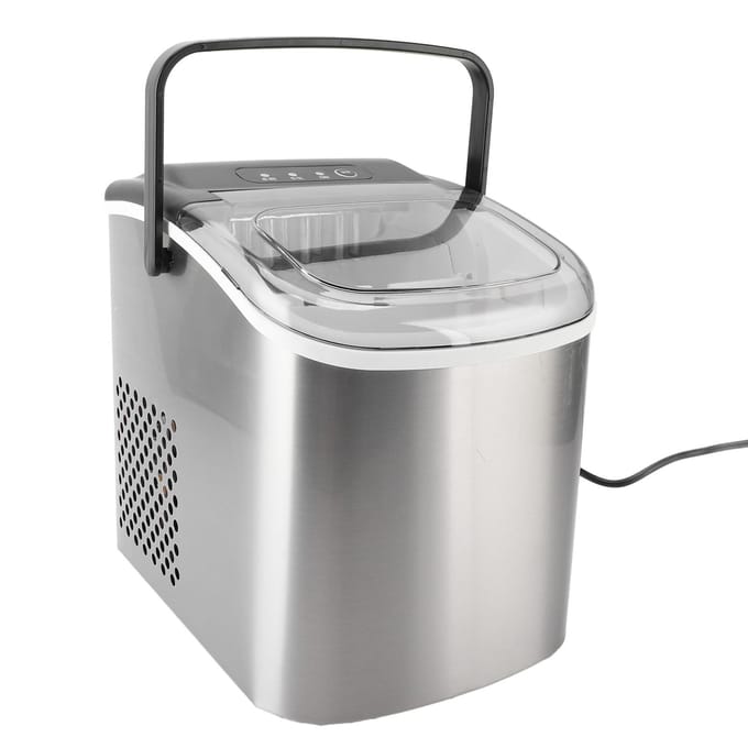 Compacte ijsmachine voor op het aanrecht, 15 kg per dag, 9 ijsblokjes in 6 minuten, zelfreinigend, draagbaar. L gray