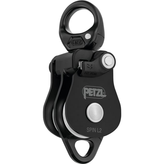 Petzl Spin L2 Black – Dubbele Katrol met Draaibaar Oog 13 mm & 8 KN