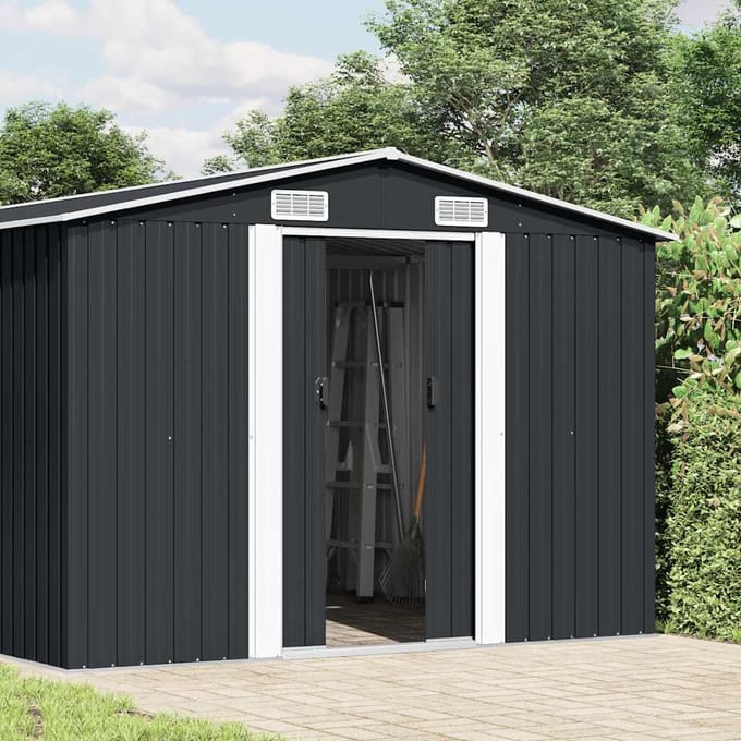 vidaXL - Tuinschuur - 257x392x181 - cm - metaal - antracietkleurig