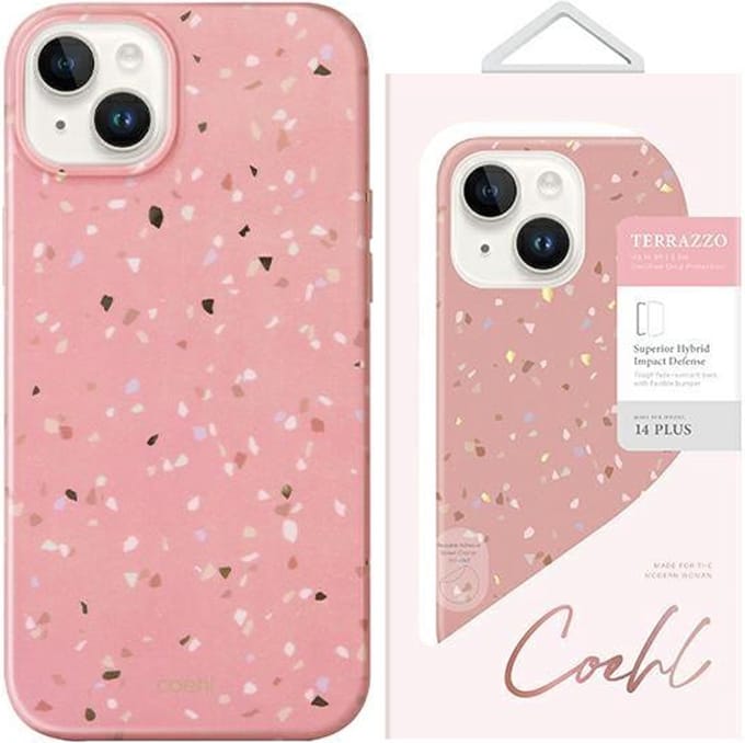 UNIQ - Coehl - Terrazzo iPhone - 14 - 6.1 - hoesje - roze/koraalroze
