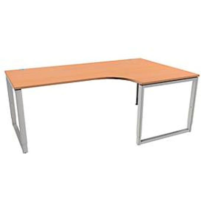 Schäfer Shop Genius MODENA FLEX hoekbureau, 90°, beugelpoot, bevestiging rechts, B 2000 mm, beuken decor