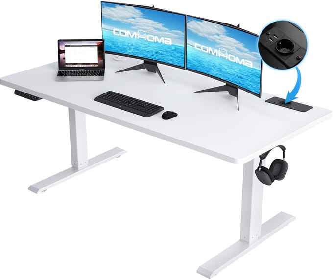 COMHOMA - Elektrisch Zit Sta Bureau 140x60 cm - Met Geheugenfunctie - Wit