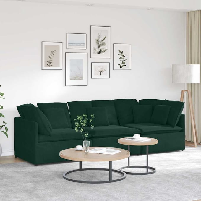 vidaXL - Modulaire - bank - met - kussens - fluweel - donkergroen