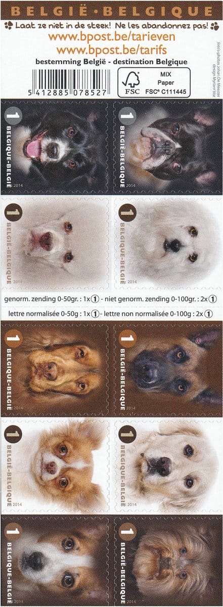 Bpost - Dieren - 10 postzegels tarief 1 - Verzending België - Honden